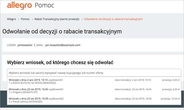 Odrzucone Wnioski O Zwrot Prowizji Spolecznosc Allegro 2779