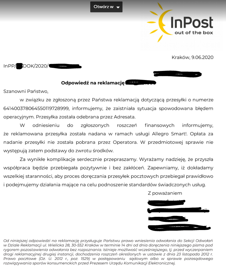 Inpost Reklamacja Przesylki Paczkomatowej Smart Spolecznosc Allegro 42256