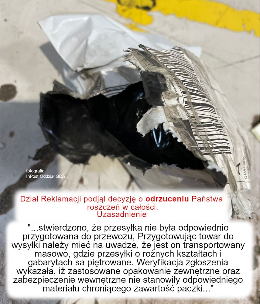 paczka jak po aporcie wściekłego  psa