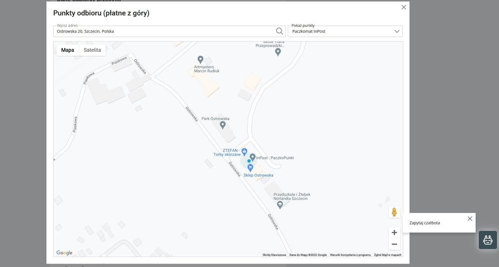 Opcja wybierania paczkomatu na allegro