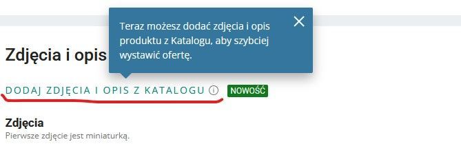 Przy wystawianiu nowej oferty