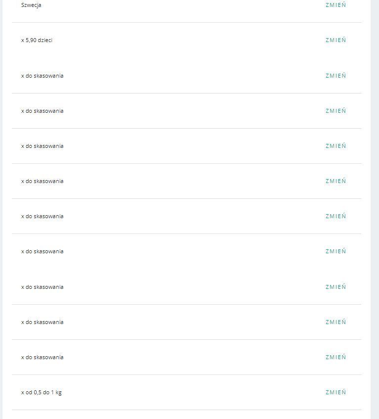 Nieużywane cenniki do usunięcia