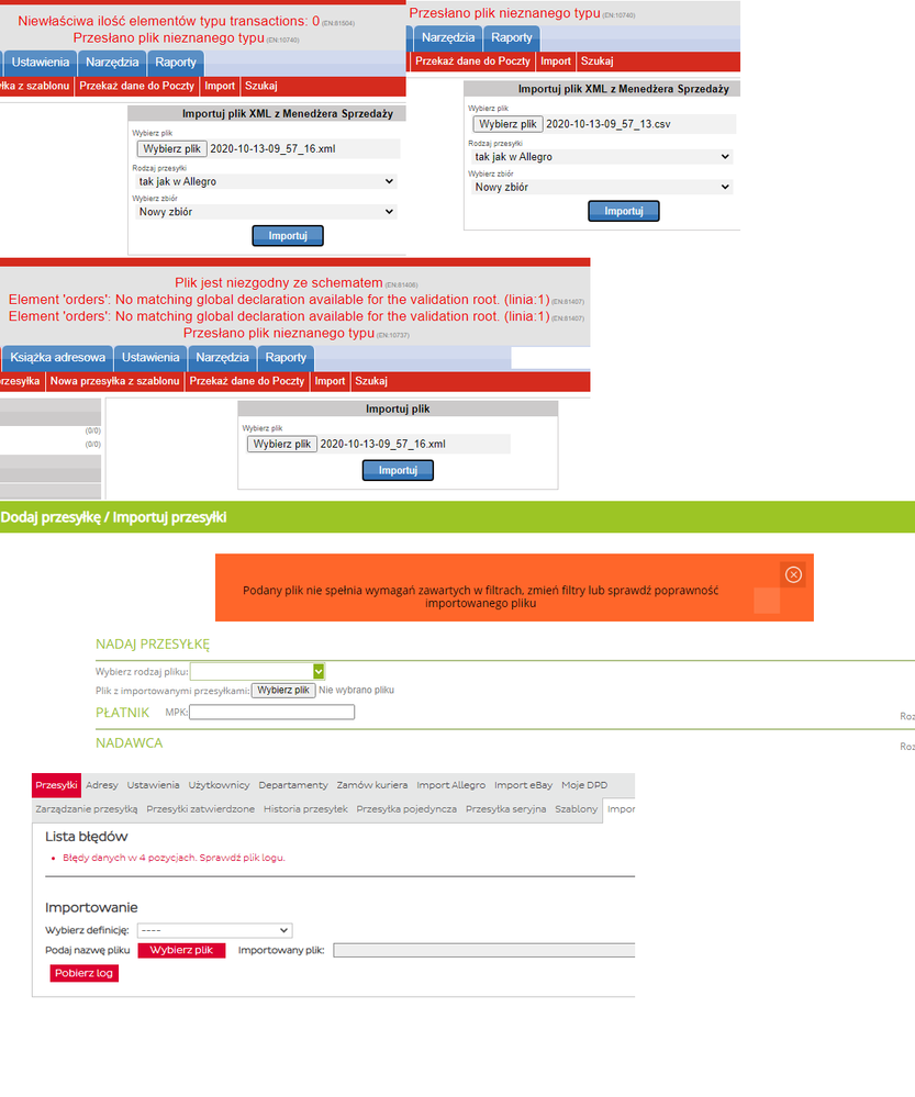 Blad Importu Plikow Xml Csv Z Zakladki Zamowienia Spolecznosc Allegro 100786