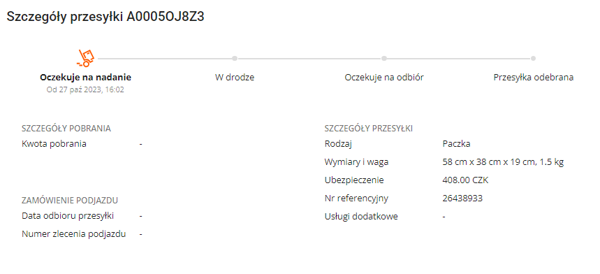 Szczegóły przesyłki z poziomu Allegro