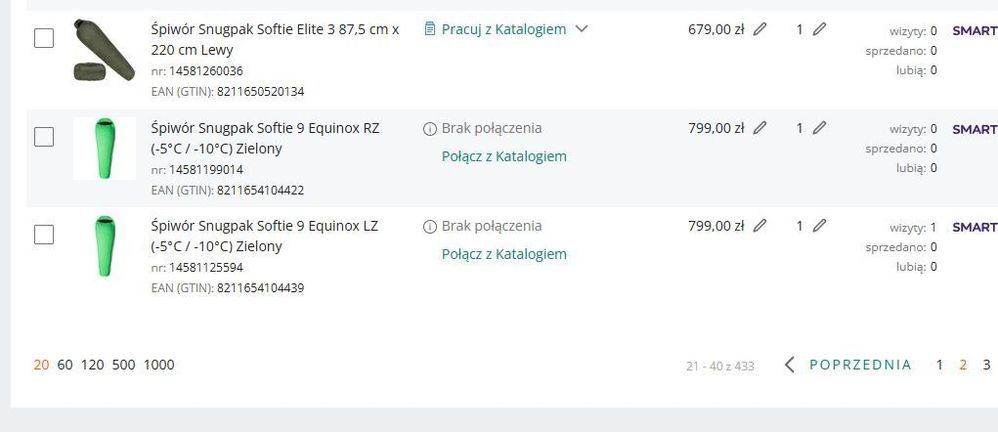 6. Po kilku minutach produkt ponownie jest odłączony od katalogu