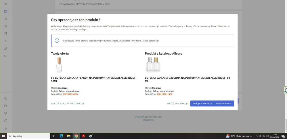 podczas zatwierdzenia edycji już niestety wyskakuje (spójrzcie na kody ean - są różne!)
