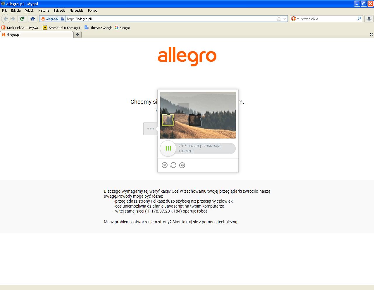 Jak Wyeliminowac Captcha Podczas Proby Wejscia Na Strone Allegro Nawet Bez Logowania Spolecznosc Allegro 177085