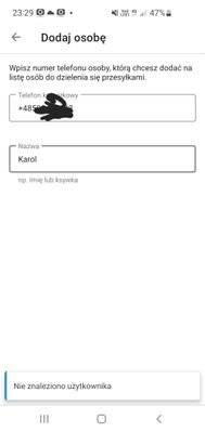 nie znaleziono użytkownika