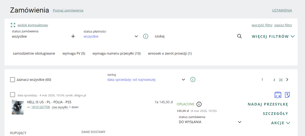 tak wygląda teraz zakładka zamówienia - tu wszedzie powinny być ramki, teraz wszystko się zlewa w jedną całość na ekranie.