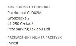 takiego przewoźnika dostarczenia wybrałem IN POST PACZKOMAT