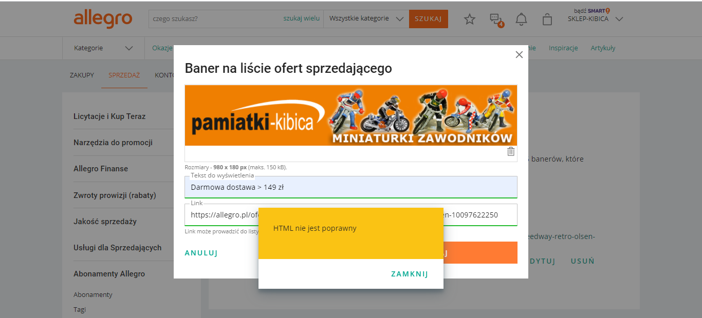 Rozwiazano Gdzie Moge Taki Dodac Baner W Moich Ofertach Spolecznosc Allegro 80943