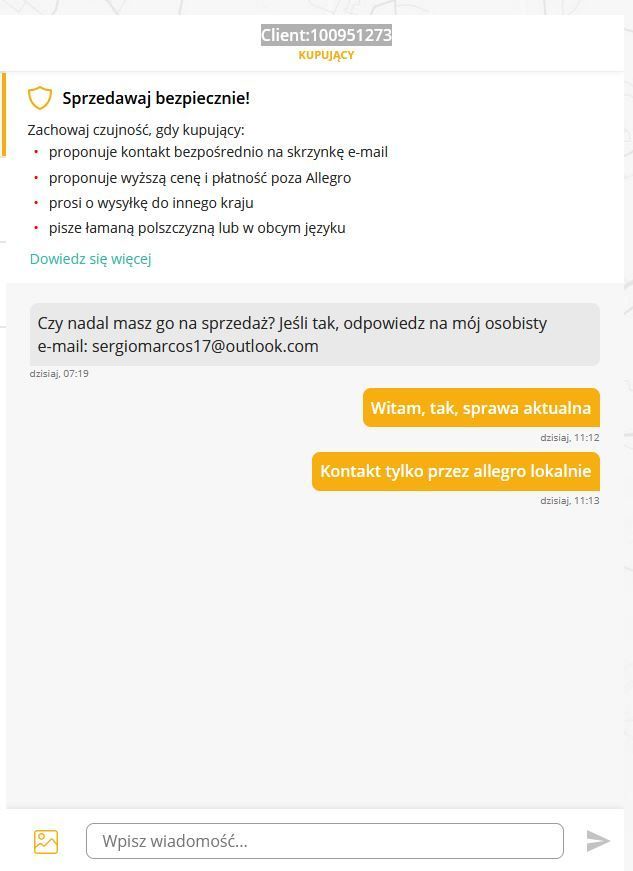 Rozwiązano: Czy odpowiadać jeśli kupujący prosi o kontakt przez e-mail? –  Strona 7 - Społeczność Allegro - 103457