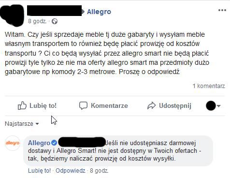 Prowizja Od Kosztow Wlasnego Transportu Spolecznosc Allegro 1396