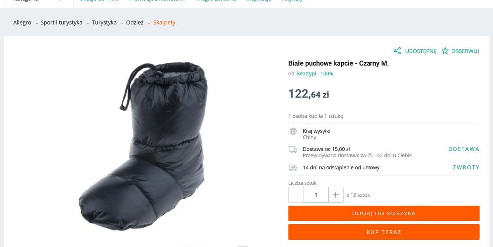 Białe puchowe kapcie - Czarny M. 10869396700 - Allegro.pl 2021-08-02.jpg