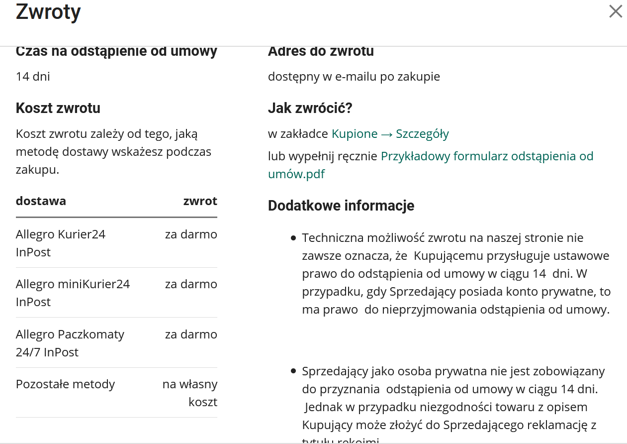 Zwrot Towaru Strona 2 Spolecznosc Allegro 27629