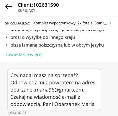 Rozwiązano: Czy odpowiadać jeśli kupujący prosi o kontakt przez e-mail? –  Strona 22 - Społeczność Allegro - 103457